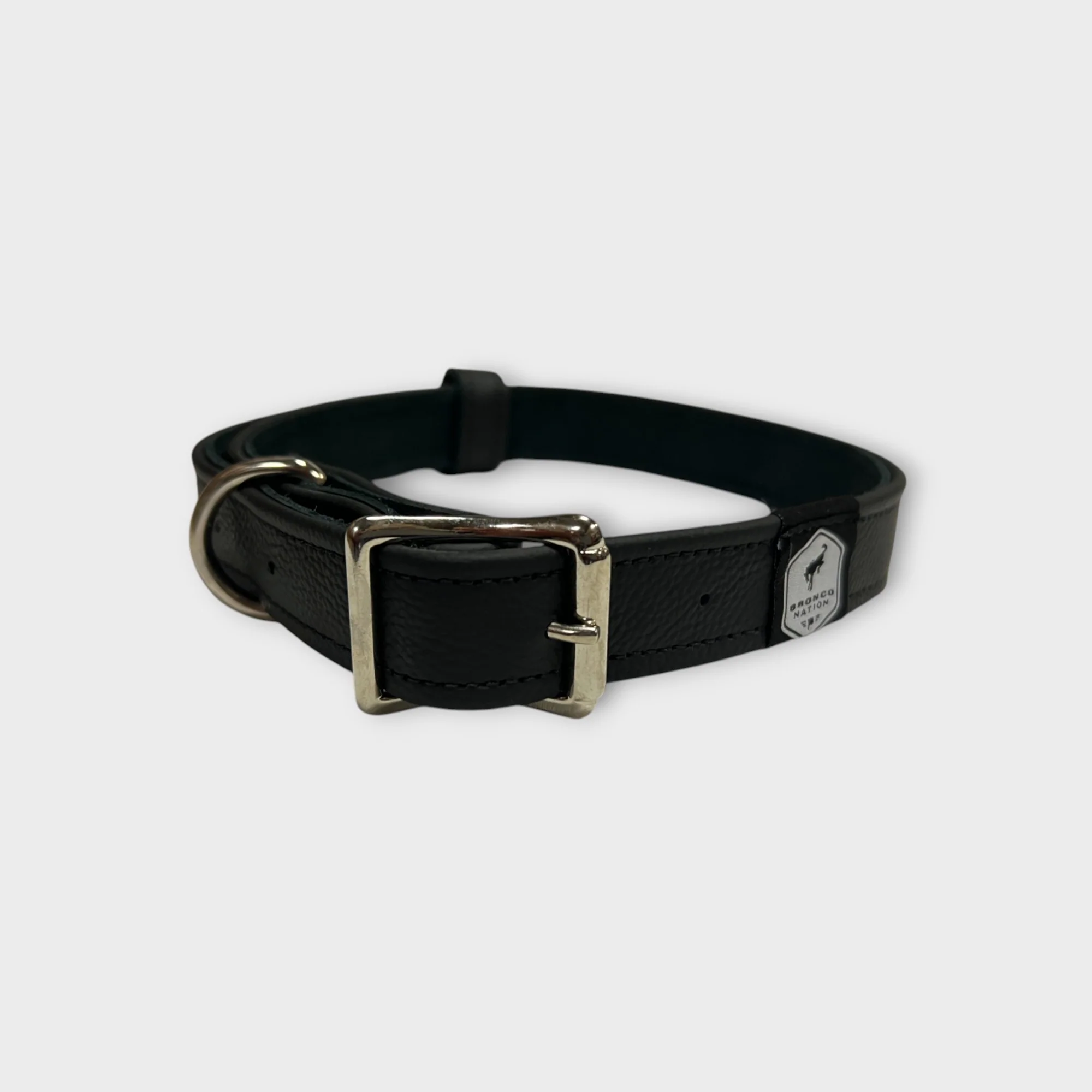 Bronco Nation - Leather Pet Collar Medium/Large