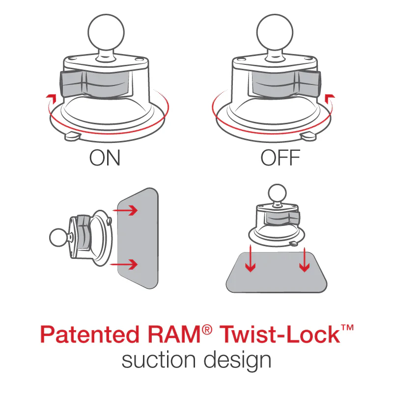 RAM® Twist-Lock™ Suction Cup Mount with Action Camera Adapter - Short - Image 5